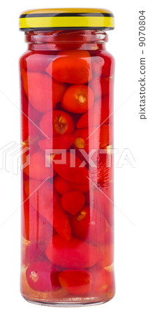 Glass jar with marinated Piri-Piri peppers 9070804