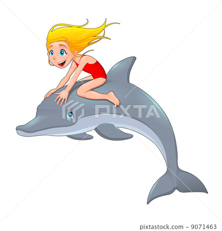 Girl and the dolphin. 9071463