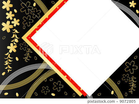 Branched cherry blossom black and Japanese paper style 9072805