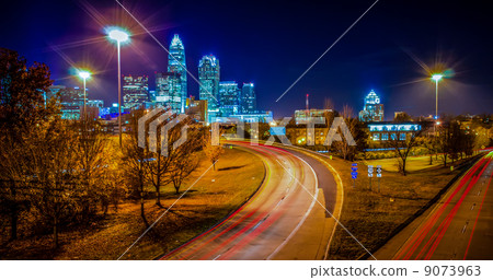 Charlotte City Skyline night scene Charlotte City Skyline night scene 9073963