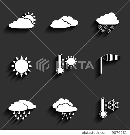 Vector flat design style weather icons set - Stock Illustration ...