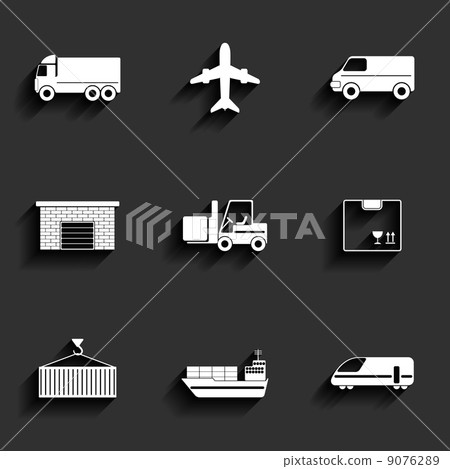 Vehicle, transport and logistics vector flat icons. 9076289