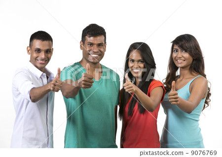Happy group of Indian friends with thumbs up. 9076769