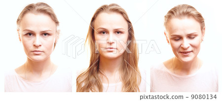 Girl passport photos with different emotions. Girl passport photos with different emotions. 9080134