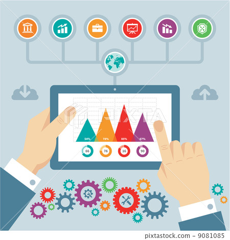 Infographic Concept with Icons & Hands in Flat... - Stock Illustration ...