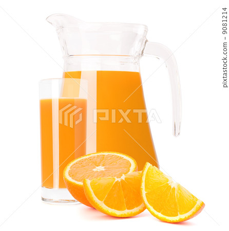 Orange fruit juice in glass jug 9081214
