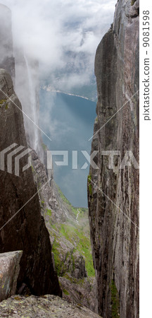 View from the famous rock Kjeragbolten (Lysefjorden, Norway) View from the famous rock Kjeragbolten (Lysefjorden, Norway) 9081598