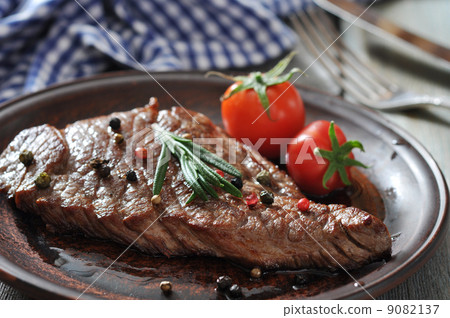 Grilled steak on plate Grilled steak on plate 9082137