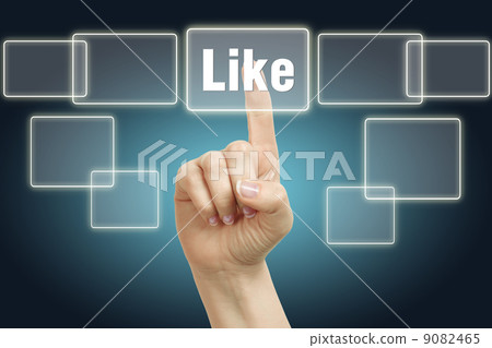 hand pushing on Like button 9082465