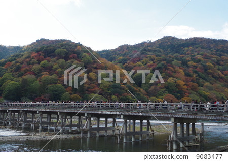 秋葉和Togetsu橋樑的Arashiyama 9083477