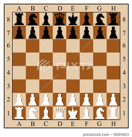 图库插图: chess board with chess pieces. vector illustration.