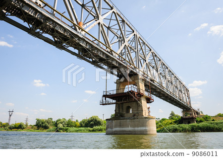 Old railroad bridge across the Dniester near Ribnita, Moldova 9086011