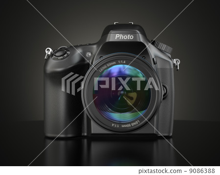 Digital photo camera on black background. 9086388