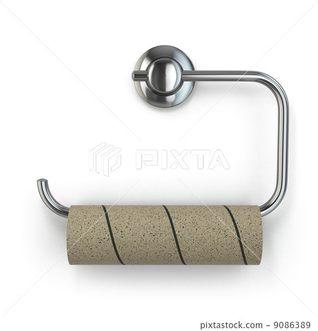 Empty toilet paper roll on white isolated background. 9086389