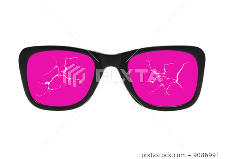 Cracked pink glasses.Isolated. 9086991
