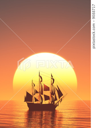 帆船和日出 9088717