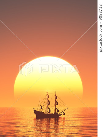 帆船和日出 9088718