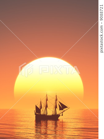 帆船和日出 9088721