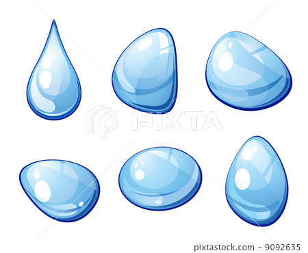 Blue water drops set 9092635