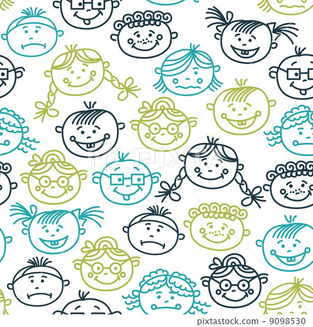 Seamless pattern of baby cartoon faces Seamless pattern of baby cartoon faces 9098530
