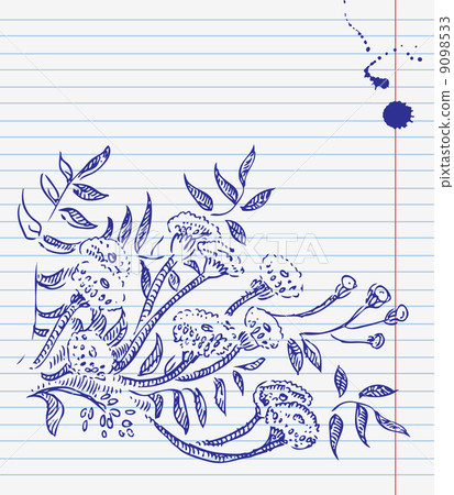Hand-drawn doodle floral background 9098533