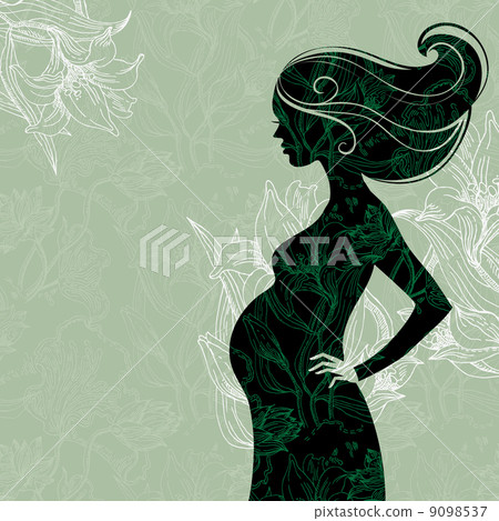 Silhouette of pregnant woman in flowers Silhouette of pregnant woman in flowers 9098537