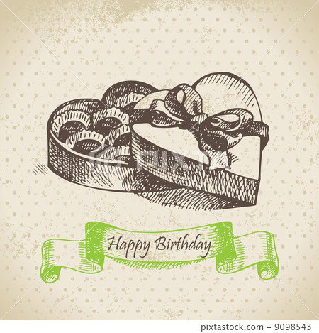 Box of chocolate. Happy Birthday hand drawn illustration 9098543