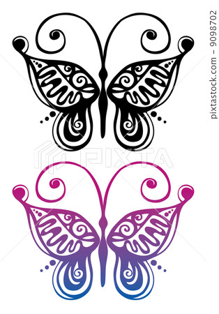 Black and color silhouette of butterfly 9098702