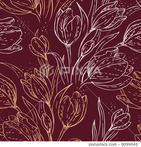 Seamless floral pattern with tulips 9099048