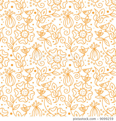 Floral seamless pattern with birds 9099259