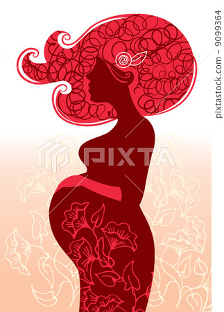 Pregnant woman in flowers Pregnant woman in flowers 9099364