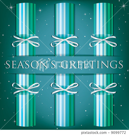 Season's Greetings stripe cracker card in vector format. 9099772