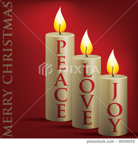 Merry Christmas Peace, Love, Joy candle card in vector format. Merry Christmas Peace, Love, Joy candle card in vector format. 9099850