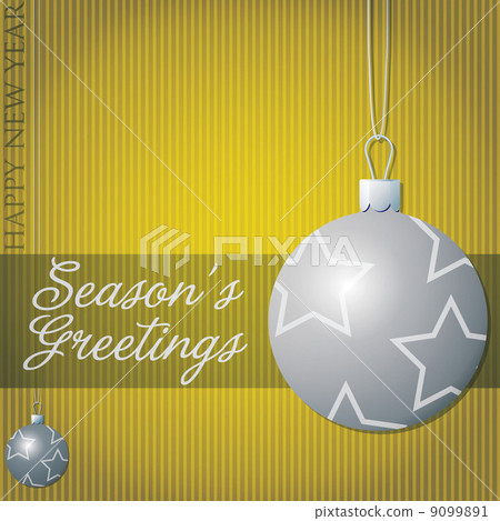 Season's Greetings star bauble card in vector format. 9099891