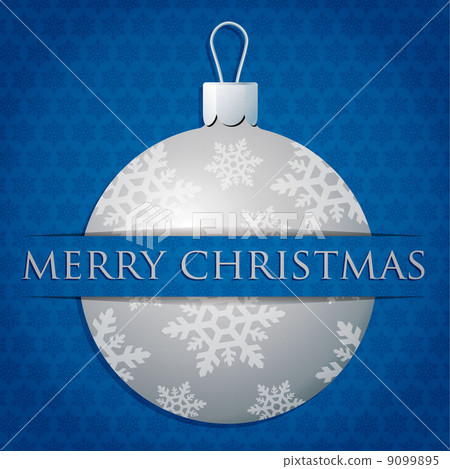 Silver snow flake patterned bauble "Merry Christmas" card in vec Silver snow flake patterned bauble "Merry Christmas" card in vec 9099895