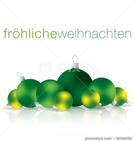 German Merry Christmas bauble card in vector format. 9099899