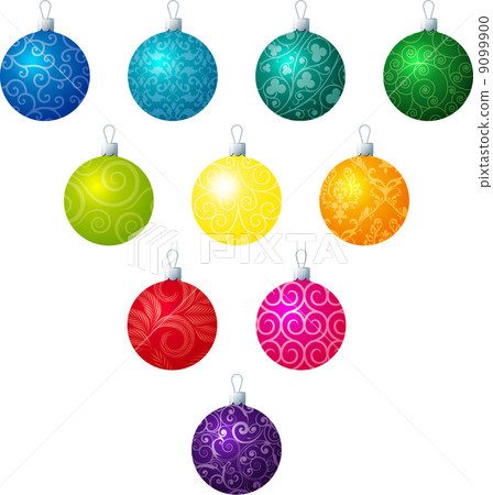 A vector illustration of different patterned Christmas baubles o 9099900