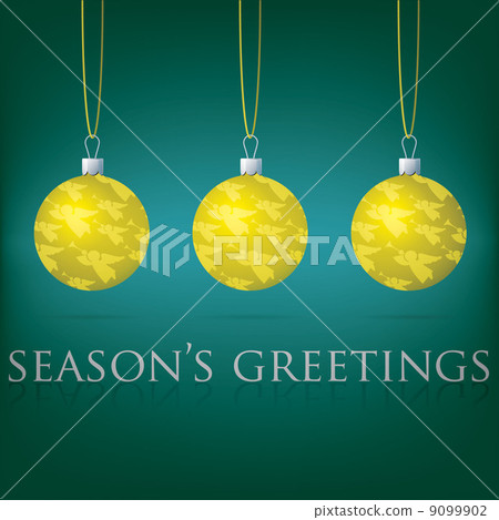 Bright aqua Season's Greetings bauble card in vector format. 9099902