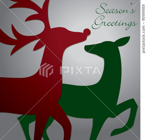 Kissing reindeer Christmas card in vector format. 9099989