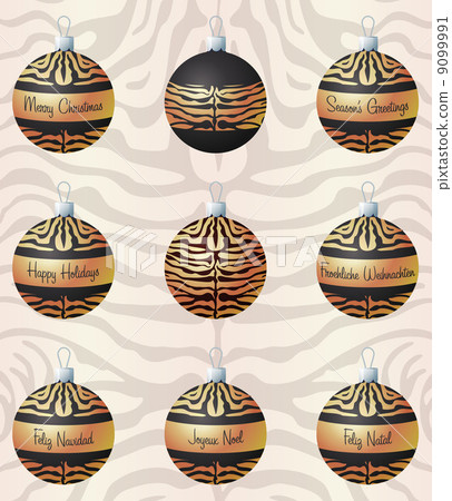 Tiger inspired Christmas baubles in vector format. Tiger inspired Christmas baubles in vector format. 9099991