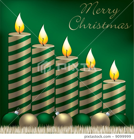 Season's Greetings candle, bauble and tinsel card in vector form Season's Greetings candle, bauble and tinsel card in vector form 9099999