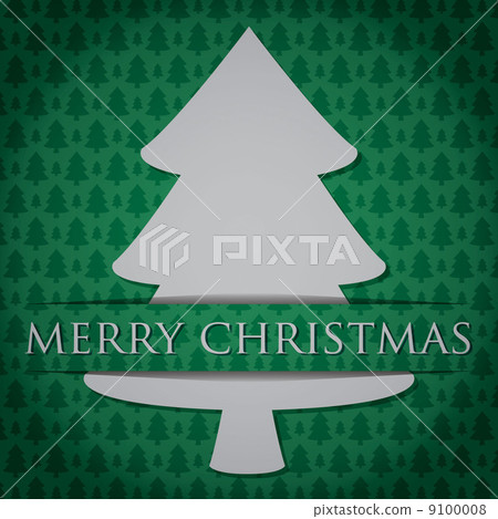 Silver Christmas Tree "Merry Christmas" card in vector format. 9100008