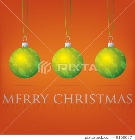 Bright orange Merry Christmas bauble card in vector format. 9100037