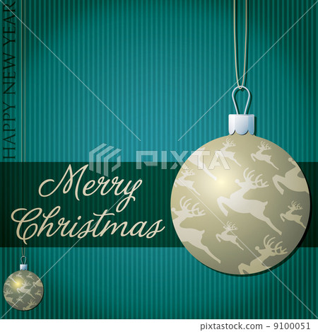 Merry Christmas reindeer bauble card in vector format. 9100051