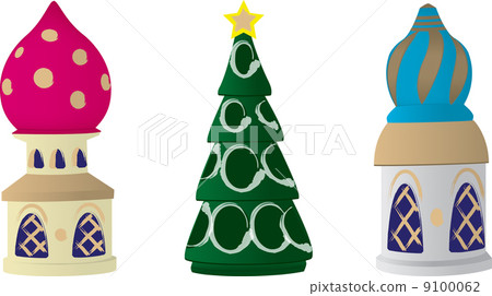 A vector illustration of a three Russian Christmas tree decorati 9100062