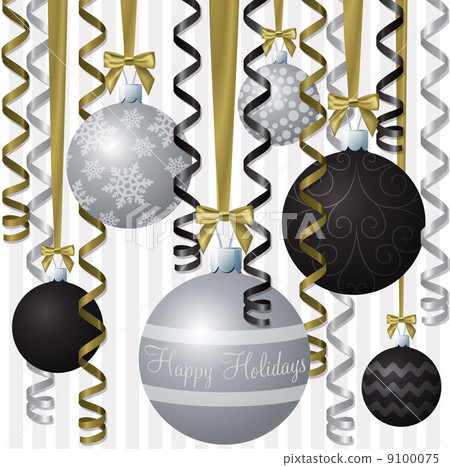 Silver and black ribbon and bauble inspired "Happy Holidays" car Silver and black ribbon and bauble inspired "Happy Holidays" car 9100075