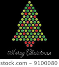 Emerald, peridot and ruby Christmas tree card in vector format. 9100080