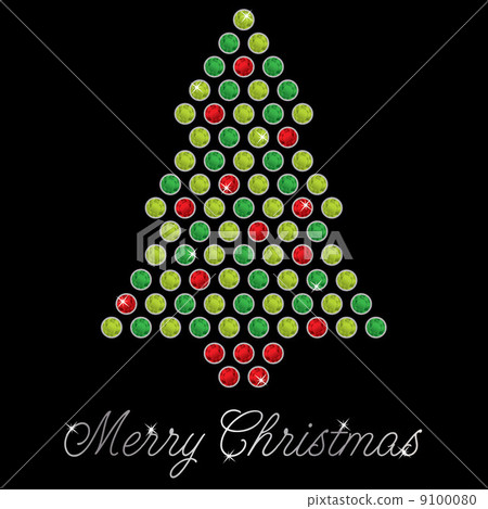 Emerald, peridot and ruby Christmas tree card in vector format. Emerald, peridot and ruby Christmas tree card in vector format. 9100080