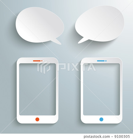 Two Smartphones With Speechbubbles PiAd 9100305