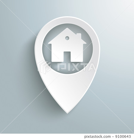 White Location Marker House PiAd 9100643